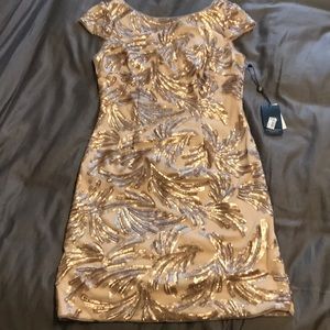 NWT Adrianna Papell Gold Sequin Dress